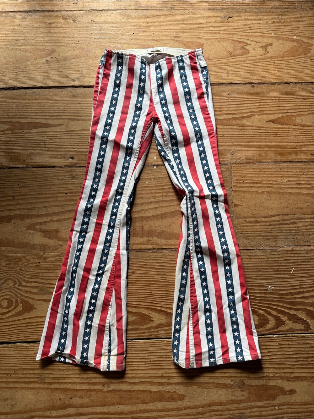 Free People 70s style Red White & Blue Stripe Flare Pants - Picture 2 of 5